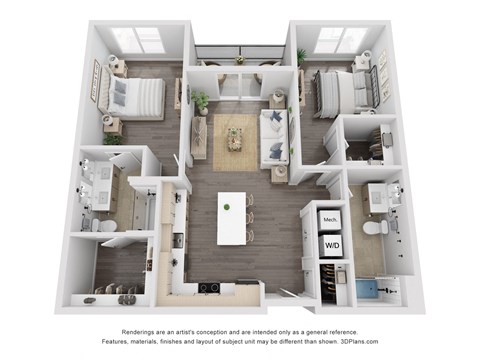Equestrian Floor Plan at The Flats & Terraces at Wildhorse Village, Chesterfield Missouri